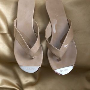 Jimmy Choo patent leather nude sandals